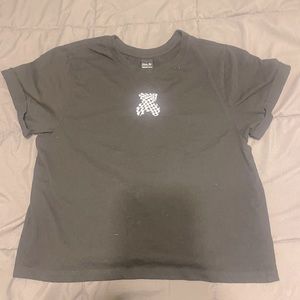 Black graphic crop top